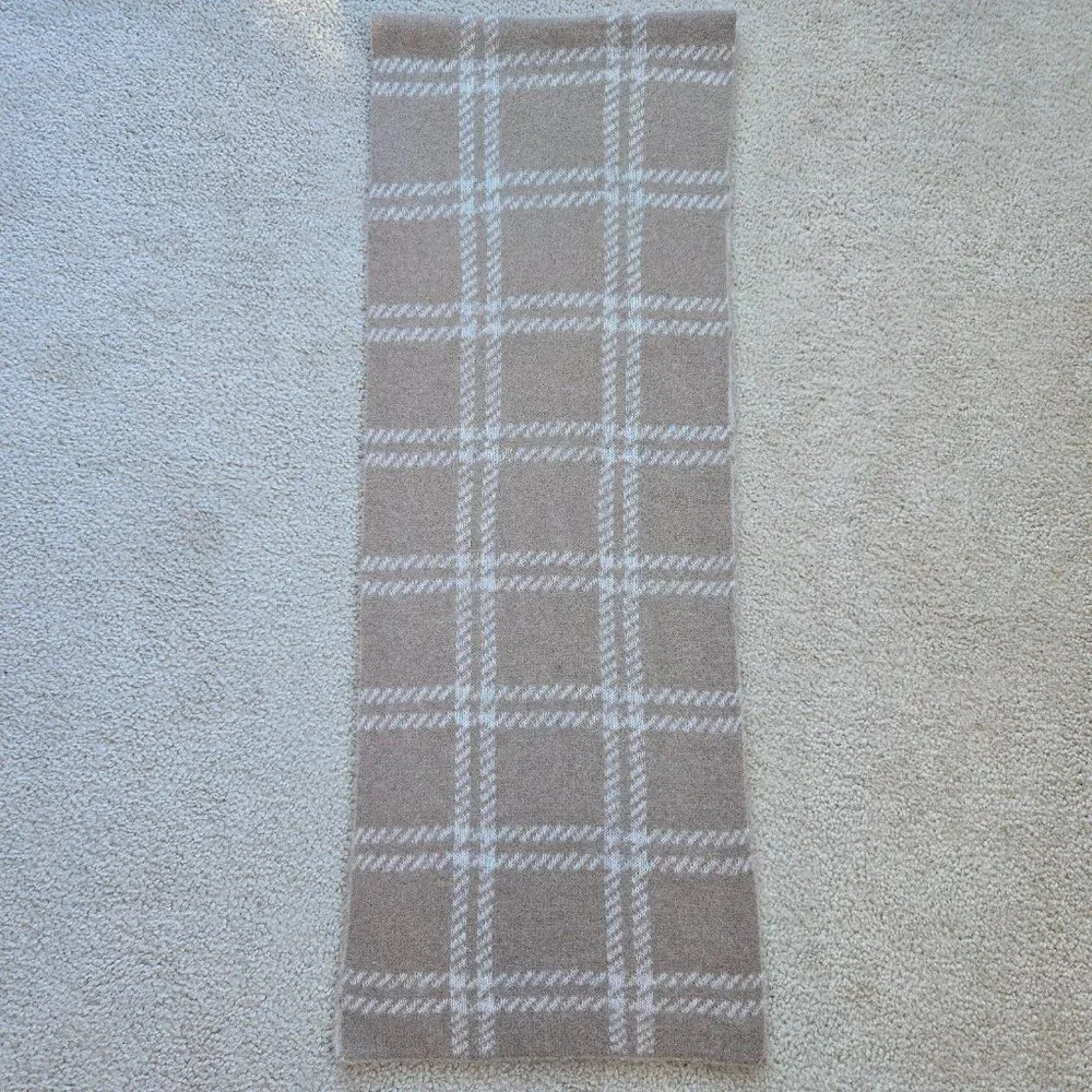NWOT Everlane Patterned Alpaca Scarf in Wheat Taupe Tan